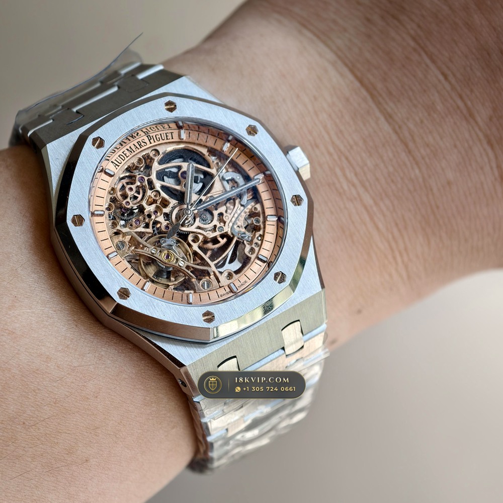 Audemars Piguet Royal Oak Double Balance Wheel Openworked 41mm Salmon Dial Ref. 15407ST.OO.1220ST.02 — Private Vault Edition — Studio Gallery Plate XIII in 904L Stainless Steel Custom Architecture (162.1g Verified Mass, Audemars Piguet Cal. 3132 Dual-Balance Openworked)