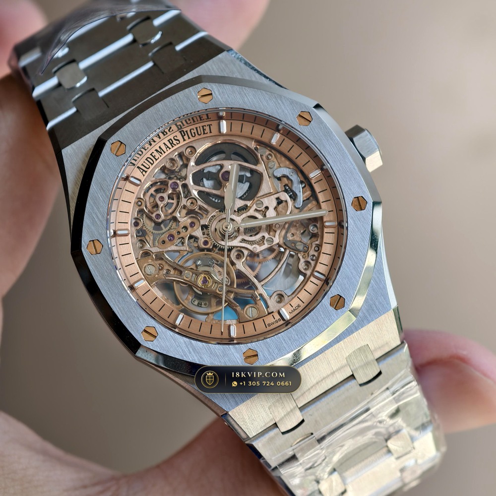 Audemars Piguet Royal Oak Double Balance Wheel Openworked 41mm Salmon Dial Ref. 15407ST.OO.1220ST.02 — Private Vault Edition — Studio Gallery Plate II in 904L Stainless Steel Custom Architecture (162.1g Verified Mass, Audemars Piguet Cal. 3132 Dual-Balance Openworked)