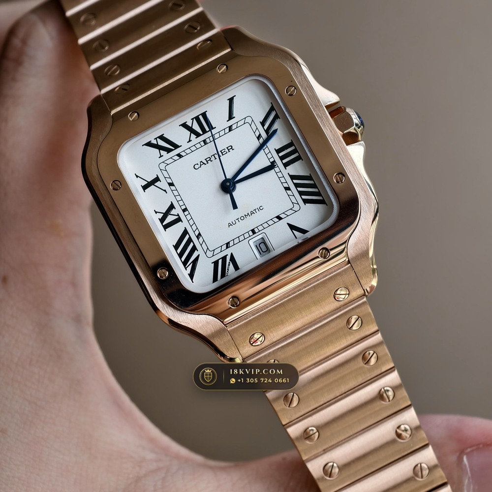 Cartier Santos de Cartier Large Full 18K Rose Gold Ref. WGSA0028 — Private Vault Edition — Studio Gallery Plate III in 18K Rose Gold Au750 (178.1g Verified Mass, Cartier Manufacture Cal. 1847 MC / Skeleton Cal. 9611 MC)