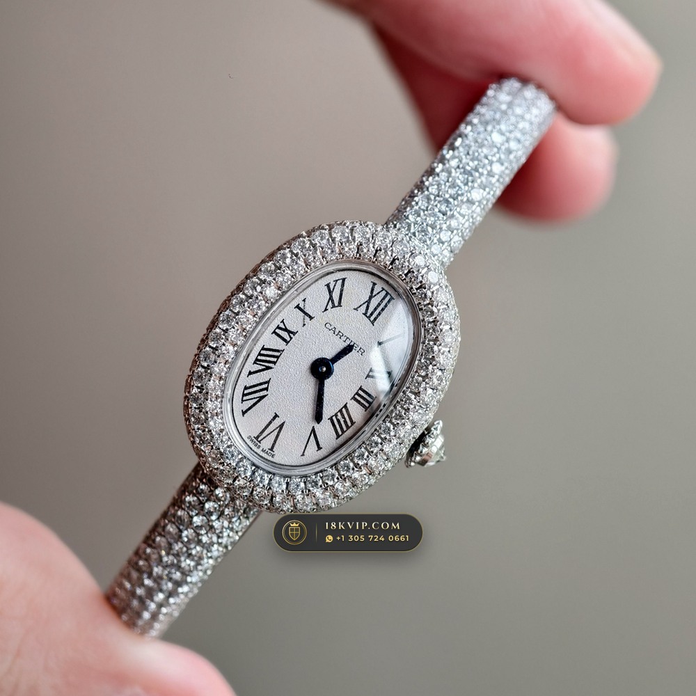 Cartier Baignoire Allongee High Jewelry Diamond Pave 18K White Gold Ref. HPI01773 — Private Vault Edition — Studio Gallery Plate II in 18K White Gold Au750 (62.7g Verified Mass, Cartier Precision Horological Movement)