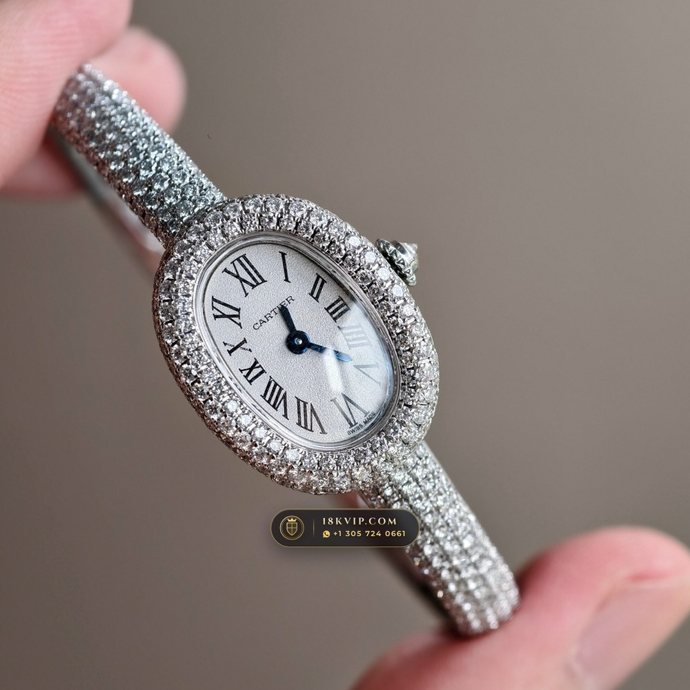 Cartier Baignoire Allongee High Jewelry Diamond Pave 18K White Gold Ref. HPI01773 — Private Vault Edition — Studio Gallery Plate III in 18K White Gold Au750 (62.7g Verified Mass, Cartier Precision Horological Movement)