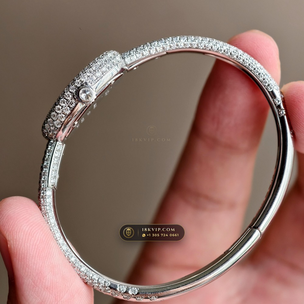 Cartier Baignoire Allongee High Jewelry Diamond Pave 18K White Gold Ref. HPI01773 — Private Vault Edition — Studio Gallery Plate V in 18K White Gold Au750 (62.7g Verified Mass, Cartier Precision Horological Movement)