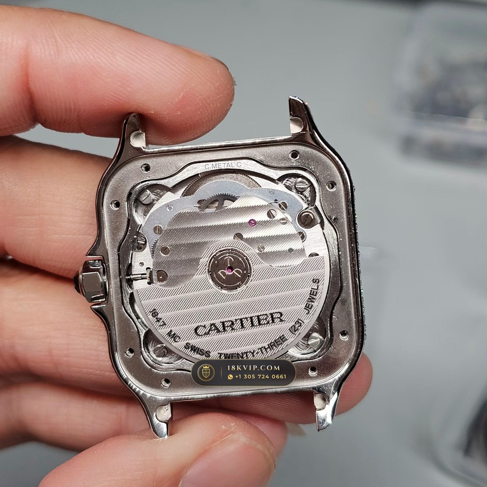 Cartier Santos de Cartier Medium 35.1mm Cal. 1847MC Ref. WSSA0029 — Private Vault Edition — Studio Gallery Plate V in 904L Stainless Steel Custom Architecture (115.8g Verified Mass, Cartier Manufacture Cal. 1847 MC / Skeleton Cal. 9611 MC)