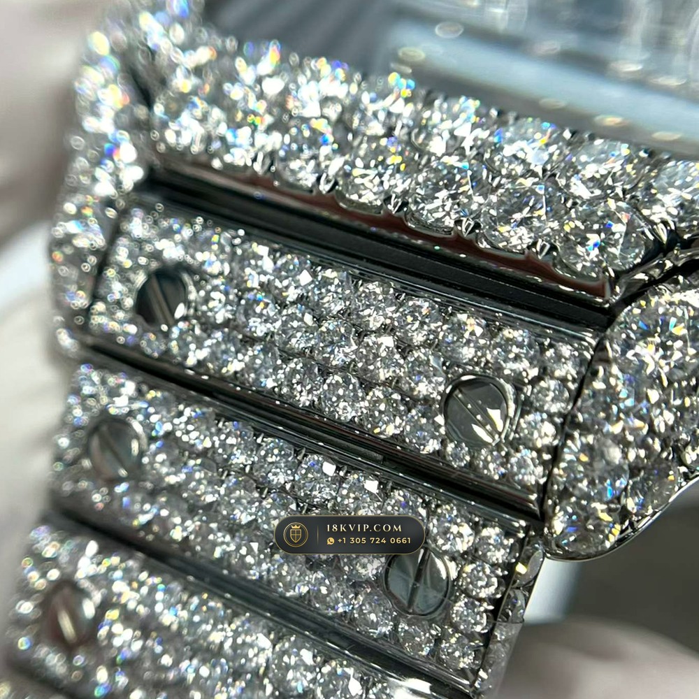 Cartier Santos de Cartier Large Skeleton Full VVS Diamond Pave Ref. WHSA0015 — Private Vault Edition — Studio Gallery Plate VIII in 904L Stainless Steel Custom Architecture (115.9g Verified Mass, Cartier Manufacture Cal. 1847 MC / Skeleton Cal. 9611 MC)
