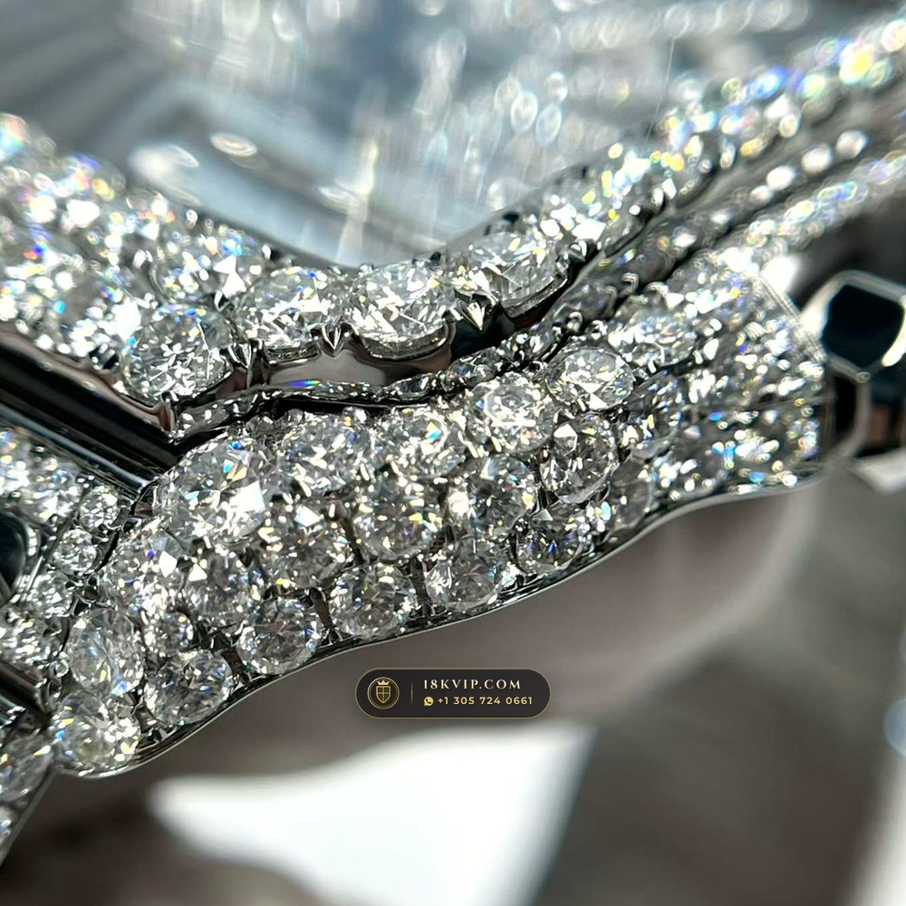Cartier Santos de Cartier Large Skeleton Full VVS Diamond Pave Ref. WHSA0015 — Private Vault Edition — Studio Gallery Plate IX in 904L Stainless Steel Custom Architecture (115.9g Verified Mass, Cartier Manufacture Cal. 1847 MC / Skeleton Cal. 9611 MC)