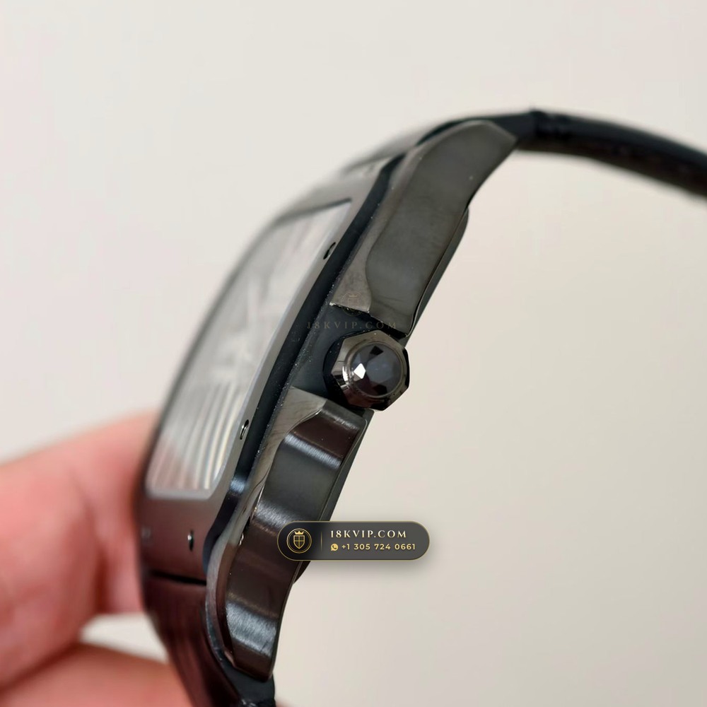 Cartier Santos de Cartier Large Skeleton Openworked Steel Ref. W2020052 — Private Vault Edition — Studio Gallery Plate VI in Forged Carbon TPT & Titanium (115.3g Verified Mass, Cartier Manufacture Cal. 1847 MC / Skeleton Cal. 9611 MC)