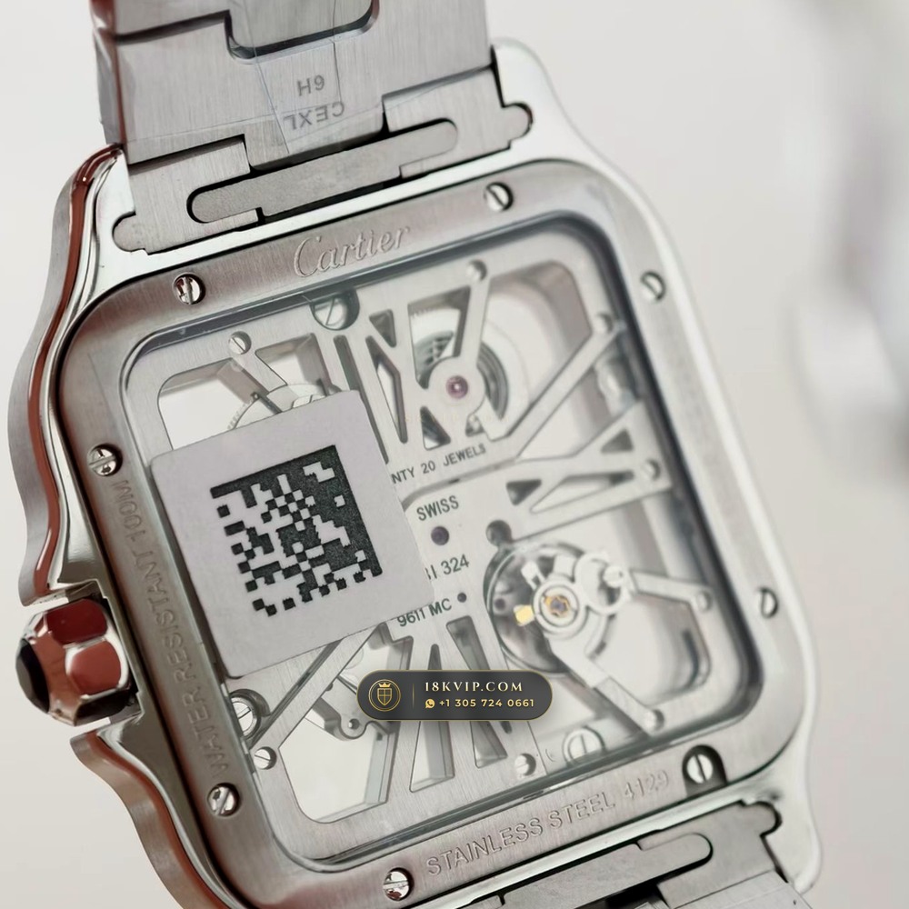 Cartier Santos de Cartier Skeleton Openworked Roman Bridges Ref. WHSA0015 — Private Vault Edition — Studio Gallery Plate V in 904L Stainless Steel Custom Architecture (115.3g Verified Mass, Cartier Manufacture Cal. 1847 MC / Skeleton Cal. 9611 MC)