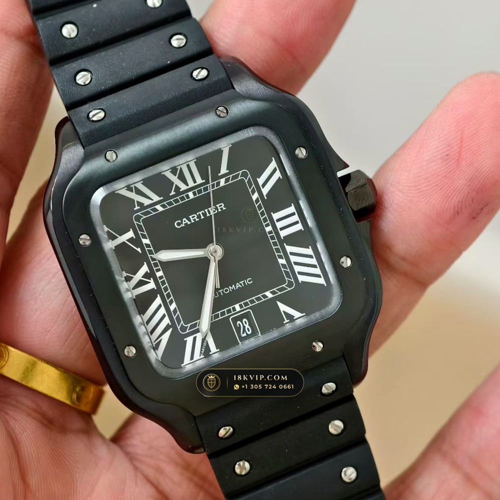 Cartier Santos de Cartier Large ADLC Bezel Ref. WSSA0039 — Private Vault Edition — Studio Gallery Plate II in High-Tech Ceramic & Titanium (115.9g Verified Mass, Cartier Manufacture Cal. 1847 MC / Skeleton Cal. 9611 MC)