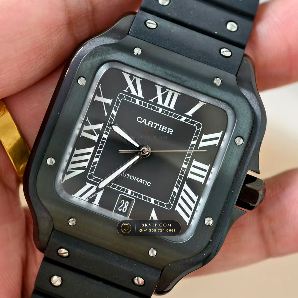 Cartier Santos de Cartier Large ADLC Bezel Ref. WSSA0039 — Private Vault Edition — Studio Gallery Plate III in High-Tech Ceramic & Titanium (115.9g Verified Mass, Cartier Manufacture Cal. 1847 MC / Skeleton Cal. 9611 MC)