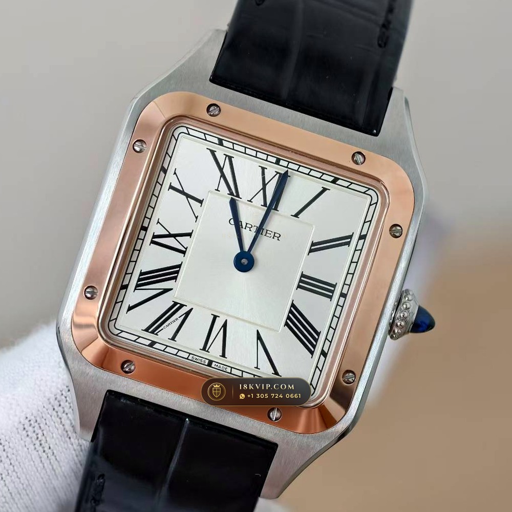 Cartier Santos-Dumont Medium Roman Dial Alligator Strap Ref. WSSA0023 — Private Vault Edition — Studio Gallery Plate III in 904L Stainless Steel Custom Architecture (115.9g Verified Mass, Cartier Manufacture Cal. 1847 MC / Skeleton Cal. 9611 MC)