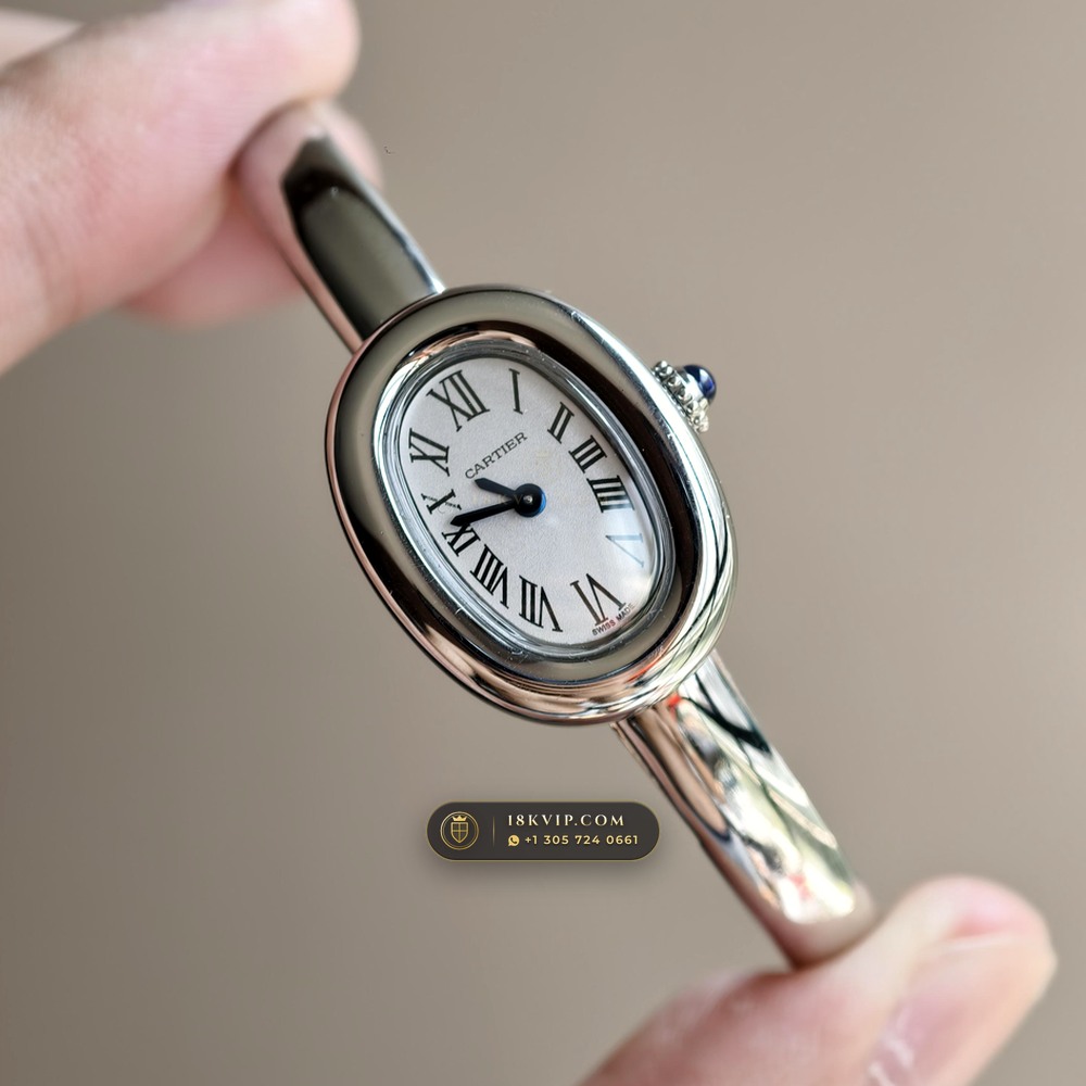 Cartier Baignoire Size 15 Bangle 18K White Gold Ref. WGBA0019 — Private Vault Edition — Studio Gallery Plate II in 18K White Gold Au750 (62.4g Verified Mass, Cartier Precision Horological Movement)