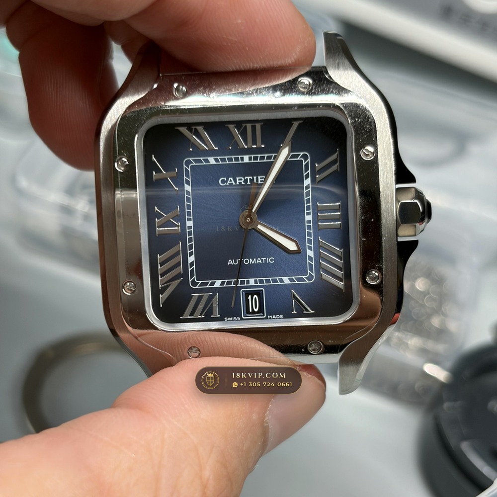 Cartier Santos de Cartier Medium 35.1mm Opaline Dial Ref. WSSA0029 — Private Vault Edition — Studio Gallery Plate II in 904L Stainless Steel Custom Architecture (115.5g Verified Mass, Cartier Manufacture Cal. 1847 MC / Skeleton Cal. 9611 MC)
