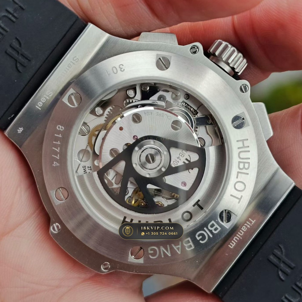Hublot Big Bang Original Chronograph 44mm Cal. HUB4100 Ref. 301.SX.1170.RX — Private Vault Edition — Studio Gallery Plate IV in 904L Stainless Steel Custom Architecture (120.8g Verified Mass, Hublot Unico Flyback Chronograph Cal. HUB1280)