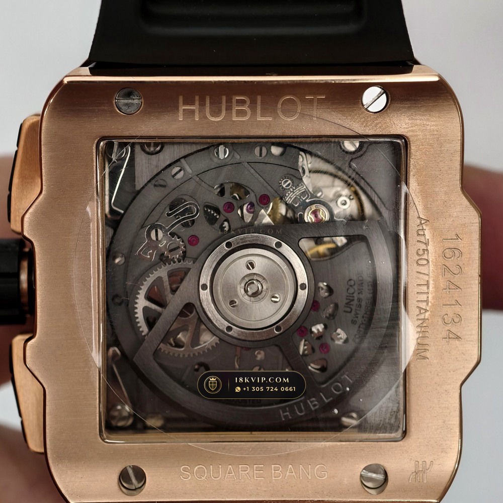 Hublot Square Bang Unico Chronograph 42mm 18K King Gold Ref. 821.OX.0180.RX — Private Vault Edition — Studio Gallery Plate IV in 18K Rose Gold Au750 (120.8g Verified Mass, Hublot Unico Flyback Chronograph Cal. HUB1280)