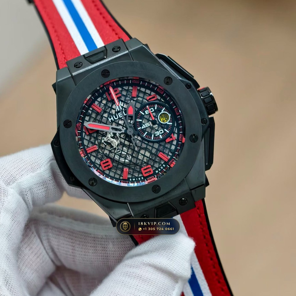 Hublot Big Bang Ferrari Unico Flyback Chronograph 45mm Ref. 402.CX.0113.WR — Private Vault Edition — Studio Gallery Plate II in High-Tech Ceramic & Titanium (120.7g Verified Mass, Hublot Unico Flyback Chronograph Cal. HUB1280)