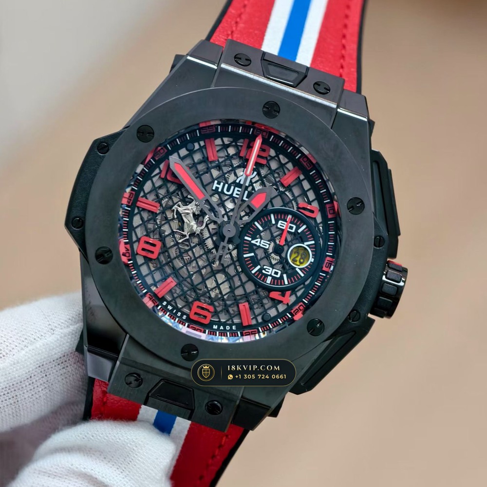 Hublot Big Bang Ferrari Unico Flyback Chronograph 45mm Ref. 402.CX.0113.WR — Private Vault Edition — Studio Gallery Plate III in High-Tech Ceramic & Titanium (120.7g Verified Mass, Hublot Unico Flyback Chronograph Cal. HUB1280)