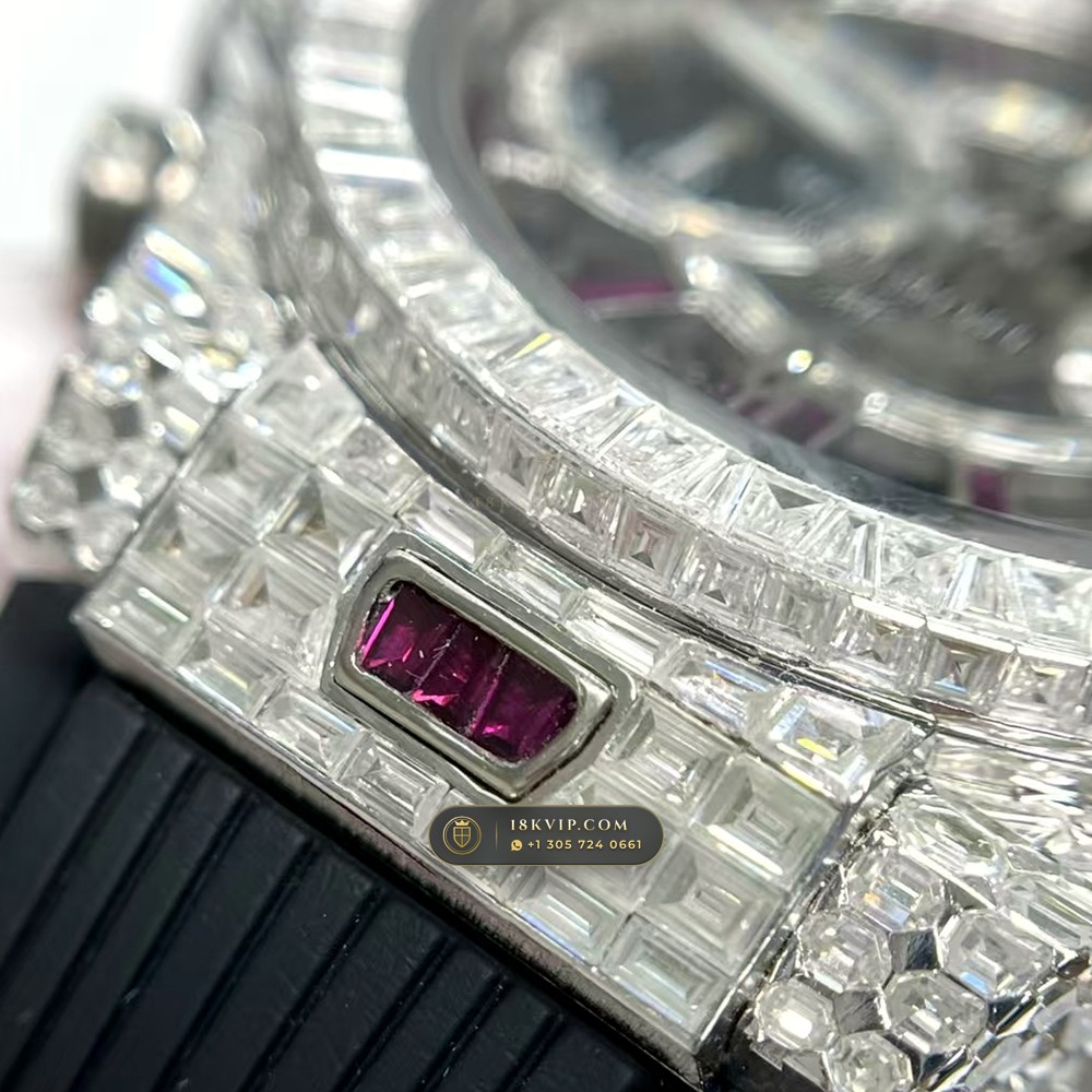Hublot Big Bang Unico 42mm Full VVS Diamond & Ruby Rehaut Edition Ref. 441.NX.1170.RX — Private Vault Edition — Studio Gallery Plate VI in Grade 5 Titanium Monobloc (120.3g Verified Mass, Hublot Unico Flyback Chronograph Cal. HUB1280)