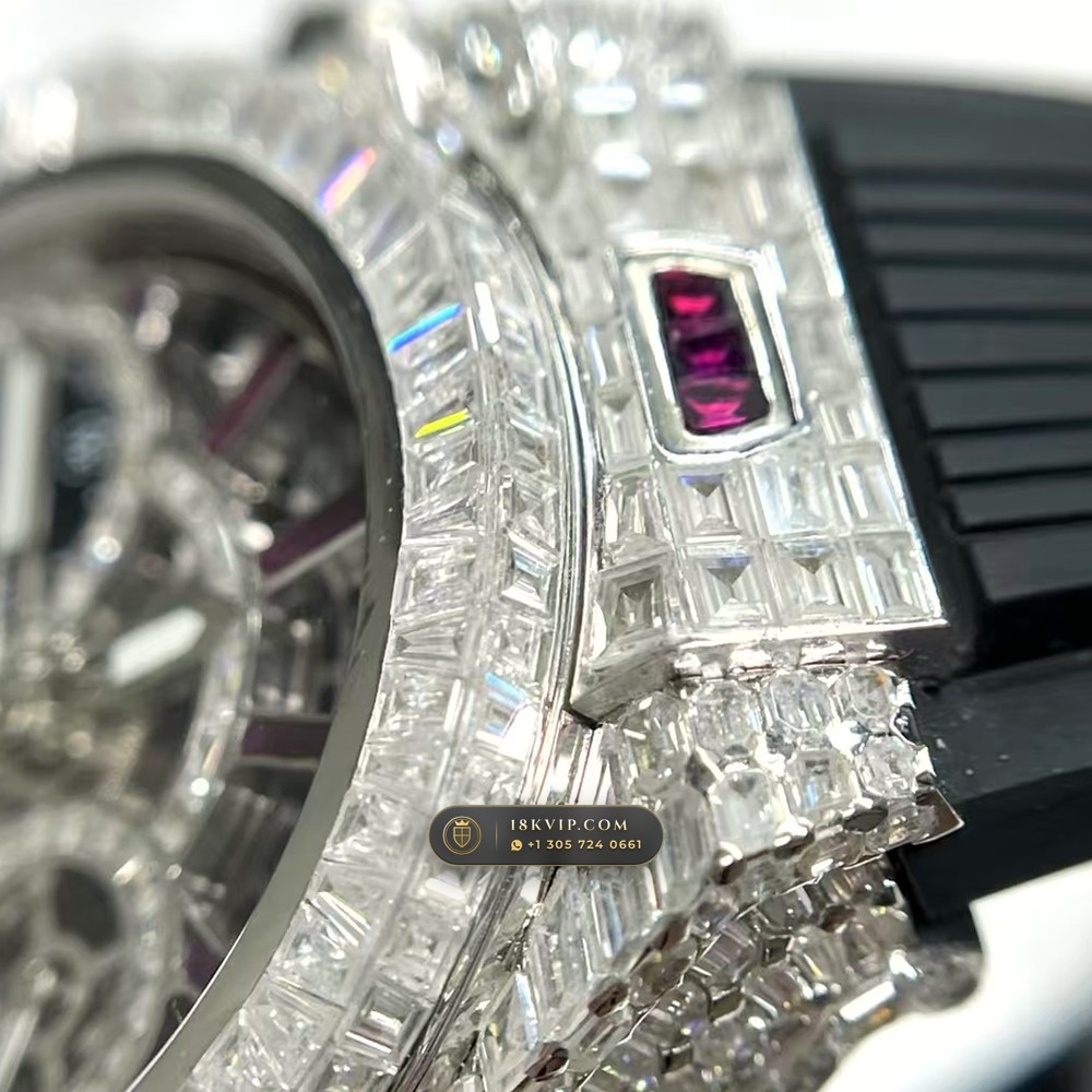 Hublot Big Bang Unico 42mm Full VVS Diamond & Ruby Rehaut Edition Ref. 441.NX.1170.RX — Private Vault Edition — Studio Gallery Plate VII in Grade 5 Titanium Monobloc (120.3g Verified Mass, Hublot Unico Flyback Chronograph Cal. HUB1280)