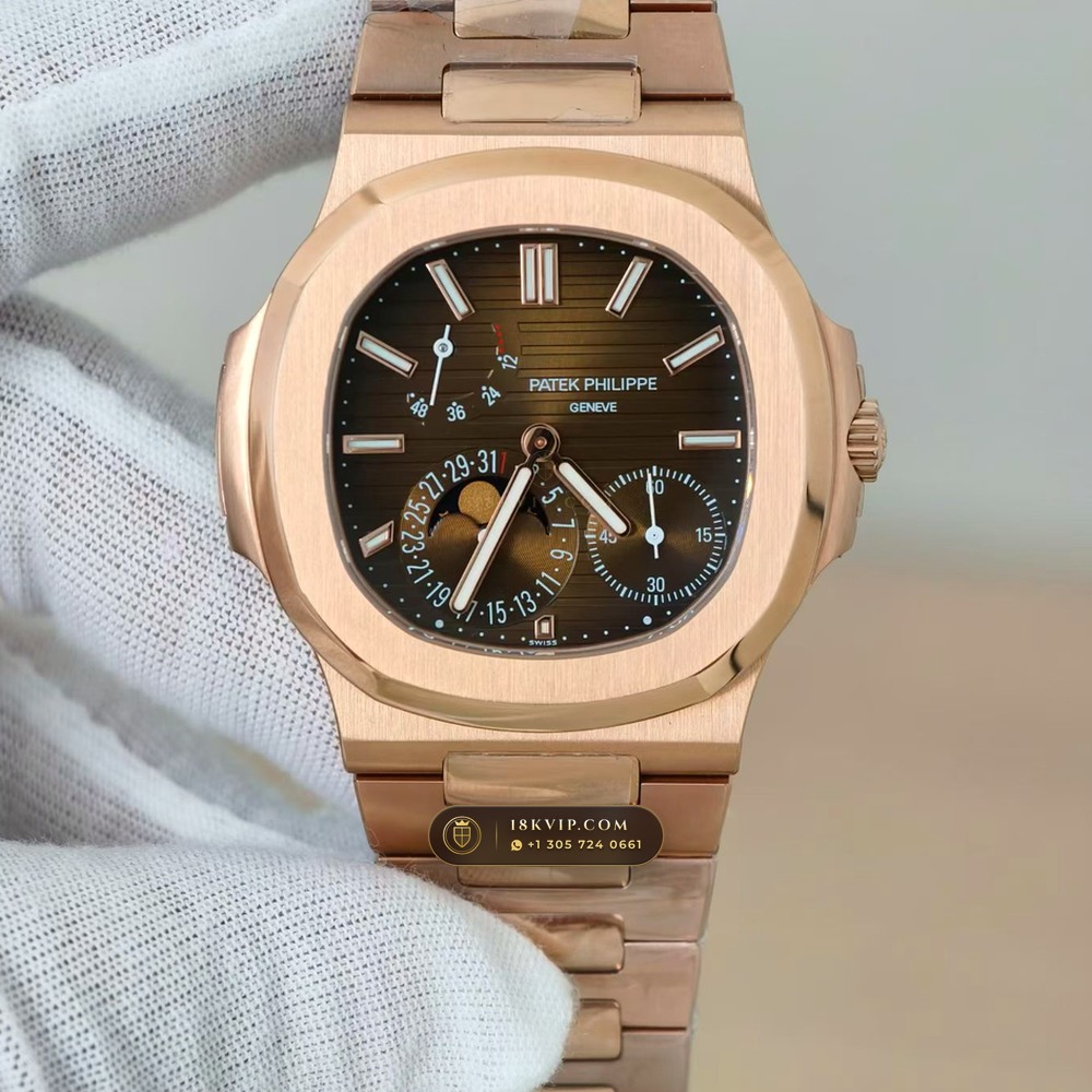 Patek Philippe Nautilus Moonphase & Power Reserve 18K Rose Gold Ref. 5712/1R — Private Vault Edition — Studio Gallery Plate II in 18K Rose Gold Au750 (186.5g Verified Mass, Patek Philippe Cal. 240 PS IRM C LU - 22K Gold Micro-Rotor)