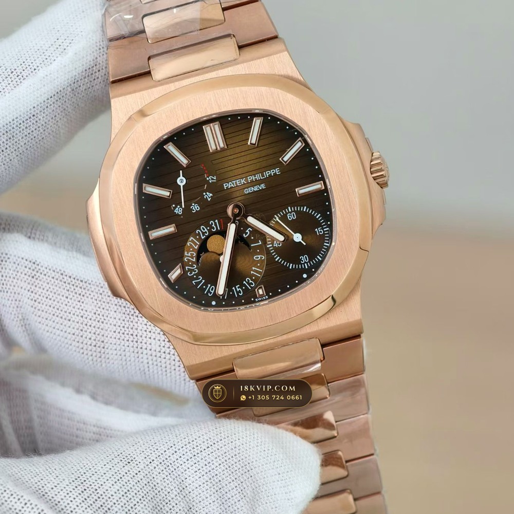 Patek Philippe Nautilus Moonphase & Power Reserve 18K Rose Gold Ref. 5712/1R — Private Vault Edition — Studio Gallery Plate III in 18K Rose Gold Au750 (186.5g Verified Mass, Patek Philippe Cal. 240 PS IRM C LU - 22K Gold Micro-Rotor)