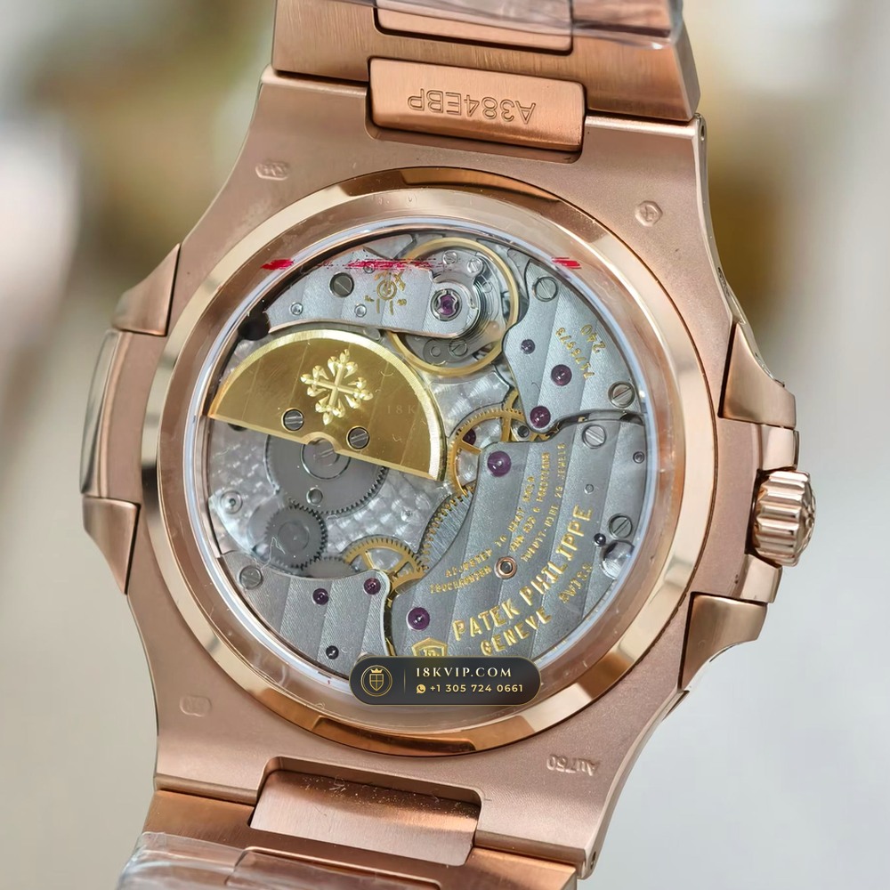 Patek Philippe Nautilus Moonphase & Power Reserve 18K Rose Gold Ref. 5712/1R — Private Vault Edition — Studio Gallery Plate VI in 18K Rose Gold Au750 (186.5g Verified Mass, Patek Philippe Cal. 240 PS IRM C LU - 22K Gold Micro-Rotor)