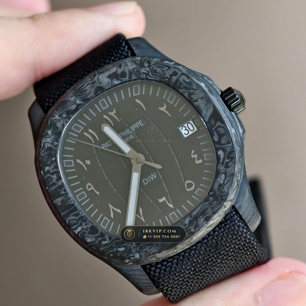 Patek Philippe Aquanaut 40.8mm Bespoke Forged Carbon Ref. 5167A-001 — Private Vault Edition — Studio Gallery Plate II in Forged Carbon TPT & Titanium (64.3g Verified Mass, Patek Philippe Cal. 324 S C - 21K Gold Rotor)