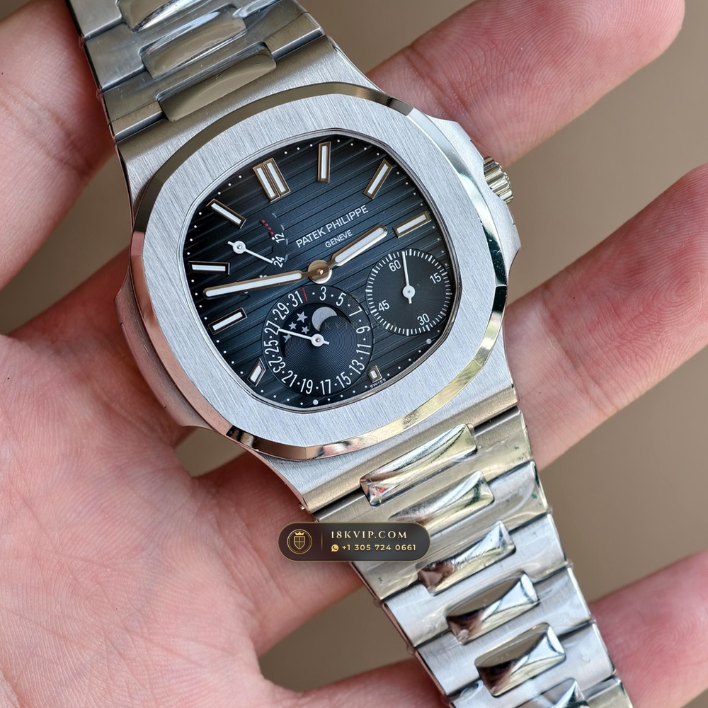 Patek Philippe Nautilus Moonphase & Power Reserve Custom SW Dial Free-Sprung Calibre Ref. 5712/1A — Private Vault Edition — Studio Gallery Plate II in 904L Stainless Steel Custom Architecture (116.3g Verified Mass, Patek Philippe Cal. 240 PS IRM C LU - 22K Gold Micro-Rotor)