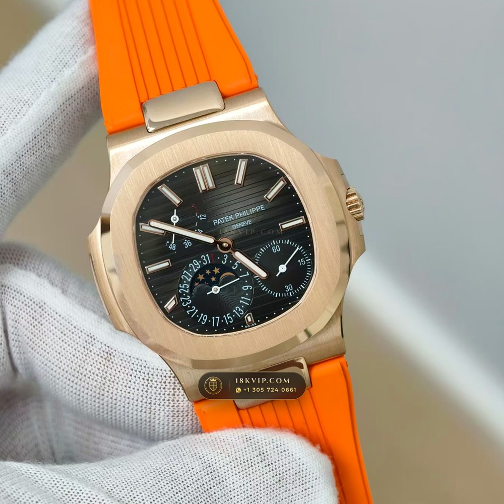 Patek Philippe Nautilus Moonphase & Power Reserve 18K Rose Gold Ref. 5712R — Private Vault Edition — Studio Gallery Plate II in 18K Rose Gold Au750 (105.6g Verified Mass, Patek Philippe Cal. 240 PS IRM C LU - 22K Gold Micro-Rotor)