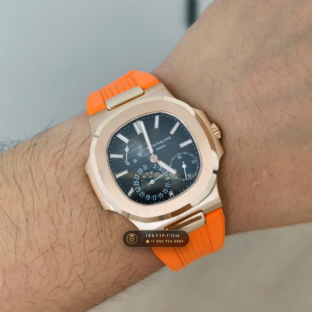 Patek Philippe Nautilus Moonphase & Power Reserve 18K Rose Gold Ref. 5712R — Private Vault Edition — Studio Gallery Plate VIII in 18K Rose Gold Au750 (105.6g Verified Mass, Patek Philippe Cal. 240 PS IRM C LU - 22K Gold Micro-Rotor)