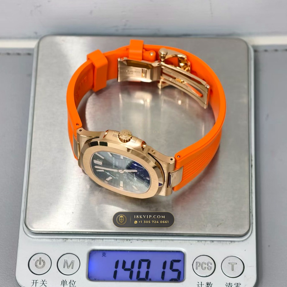 Patek Philippe Nautilus Moonphase & Power Reserve 18K Rose Gold Ref. 5712R — Private Vault Edition — Studio Gallery Plate IX in 18K Rose Gold Au750 (105.6g Verified Mass, Patek Philippe Cal. 240 PS IRM C LU - 22K Gold Micro-Rotor)