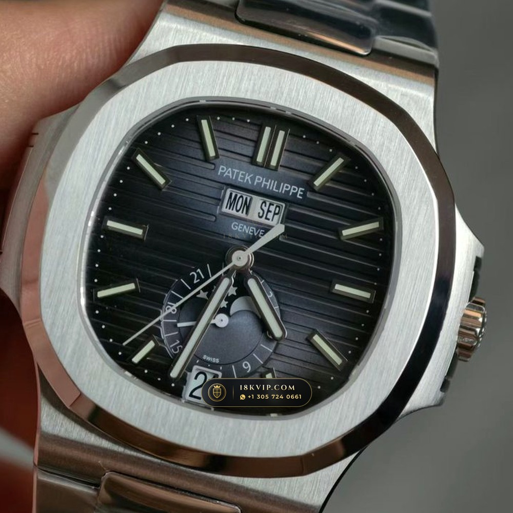 Patek Philippe Nautilus Annual Calendar Moonphase Blue Graduated Dial Ref. 5726/1A-014 — Private Vault Edition — Studio Gallery Plate II in 904L Stainless Steel Custom Architecture (147.6g Verified Mass, Patek Philippe Cal. 324 S QA LU 24H - 21K Gold Rotor)