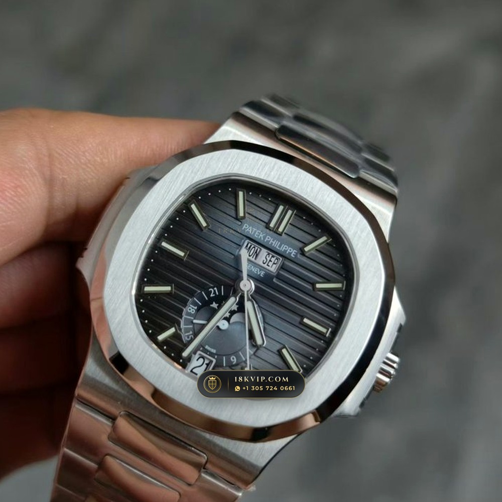 Patek Philippe Nautilus Annual Calendar Moonphase Blue Graduated Dial Ref. 5726/1A-014 — Private Vault Edition — Studio Gallery Plate IV in 904L Stainless Steel Custom Architecture (147.6g Verified Mass, Patek Philippe Cal. 324 S QA LU 24H - 21K Gold Rotor)