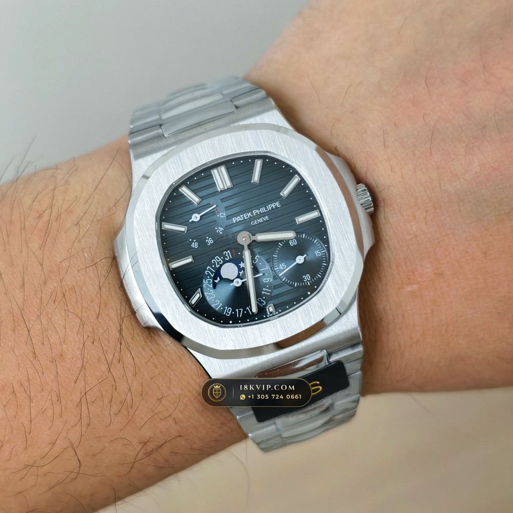 Patek Philippe Nautilus Moonphase & Power Reserve 5-Axis CNC Case Ref. 5712/1A — Private Vault Edition — Studio Gallery Plate VIII in 904L Stainless Steel Custom Architecture (116.3g Verified Mass, Patek Philippe Cal. 240 PS IRM C LU - 22K Gold Micro-Rotor)