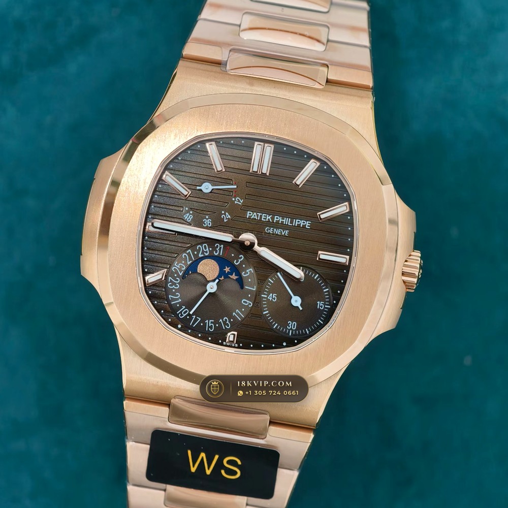Patek Philippe Nautilus Moonphase & Power Reserve 18K Rose Gold 5-Axis CNC Case Ref. 5712/1R-001 — Private Vault Edition — Studio Gallery Plate III in 18K Rose Gold Au750 (186.2g Verified Mass, Patek Philippe Cal. 240 PS IRM C LU - 22K Gold Micro-Rotor)