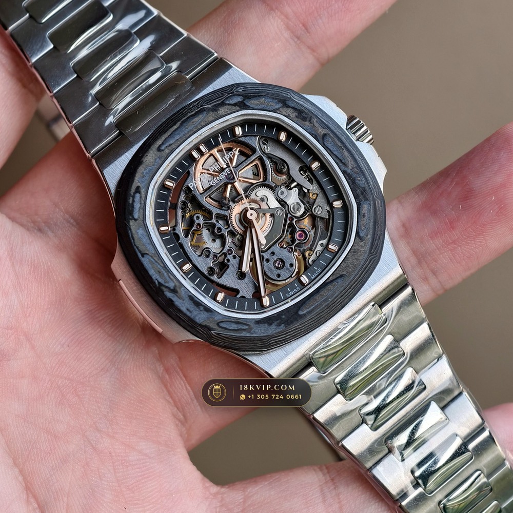 Patek Philippe Nautilus 40mm Openworked Carbon Edition Openworked Skeleton Dial Ref. 5711/1A-010 — Private Vault Edition — Studio Gallery Plate II in Forged Carbon TPT & Titanium (115.2g Verified Mass, Patek Philippe Cal. 26-330 S C / Cal. 324 S C - 21K Gold Rotor)