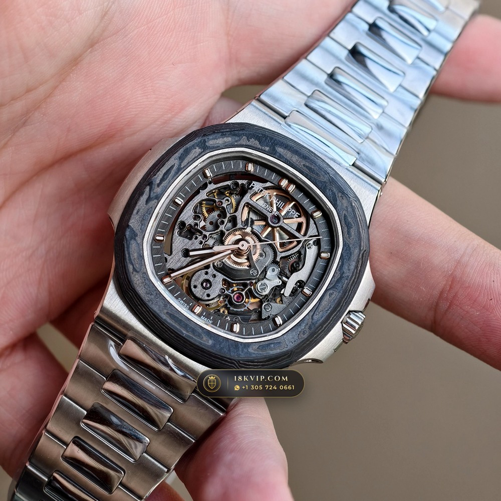 Patek Philippe Nautilus 40mm Openworked Carbon Edition Openworked Skeleton Dial Ref. 5711/1A-010 — Private Vault Edition — Studio Gallery Plate III in Forged Carbon TPT & Titanium (115.2g Verified Mass, Patek Philippe Cal. 26-330 S C / Cal. 324 S C - 21K Gold Rotor)