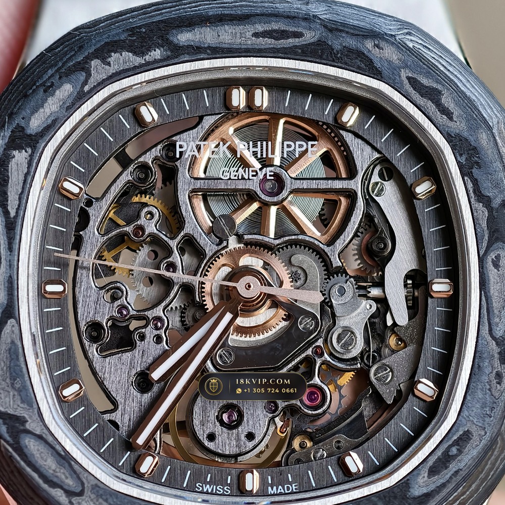 Patek Philippe Nautilus 40mm Openworked Carbon Edition Openworked Skeleton Dial Ref. 5711/1A-010 — Private Vault Edition — Studio Gallery Plate VI in Forged Carbon TPT & Titanium (115.2g Verified Mass, Patek Philippe Cal. 26-330 S C / Cal. 324 S C - 21K Gold Rotor)