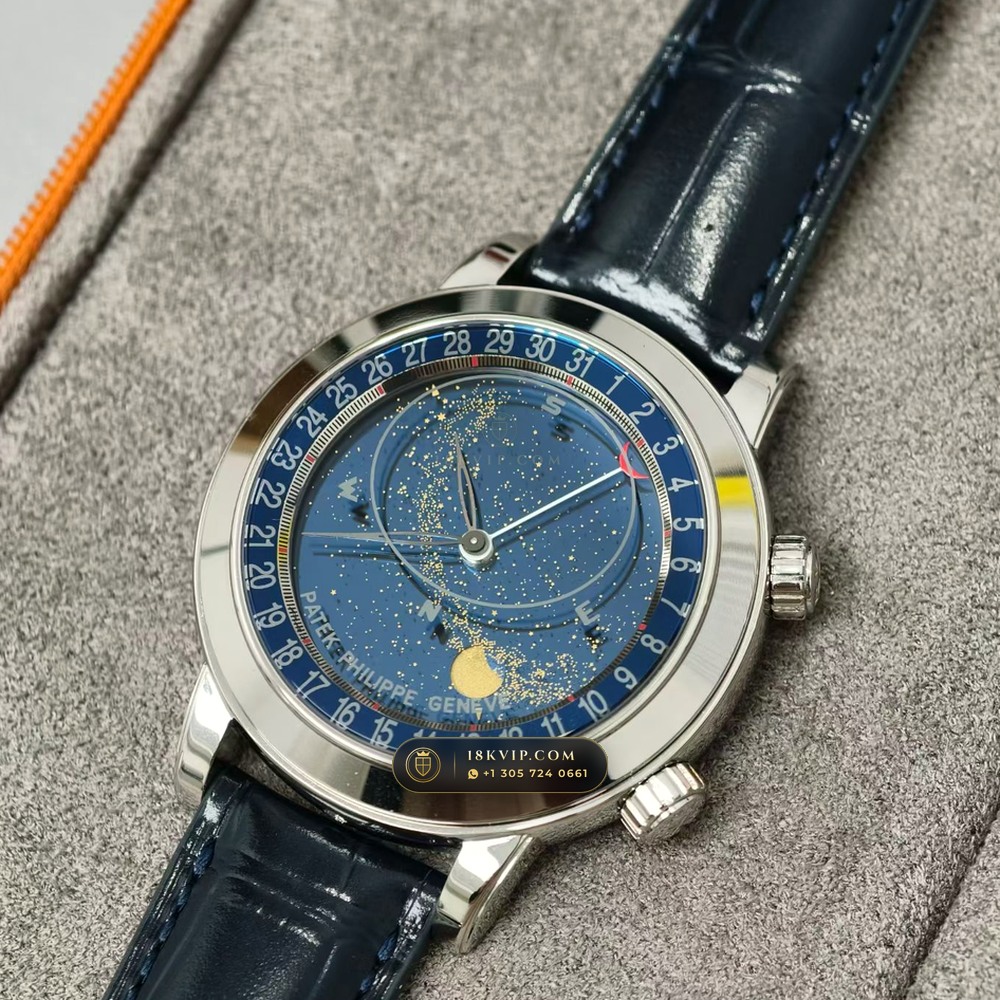 Patek Philippe Grand Complications Sky Moon Celestial 950 Platinum Ref. 6102P-001 — Private Vault Edition — Studio Gallery Plate III in 950 Platinum Pt950 (147.9g Verified Mass, Patek Philippe Cal. 240 LU CL C - 22K Gold Micro-Rotor)