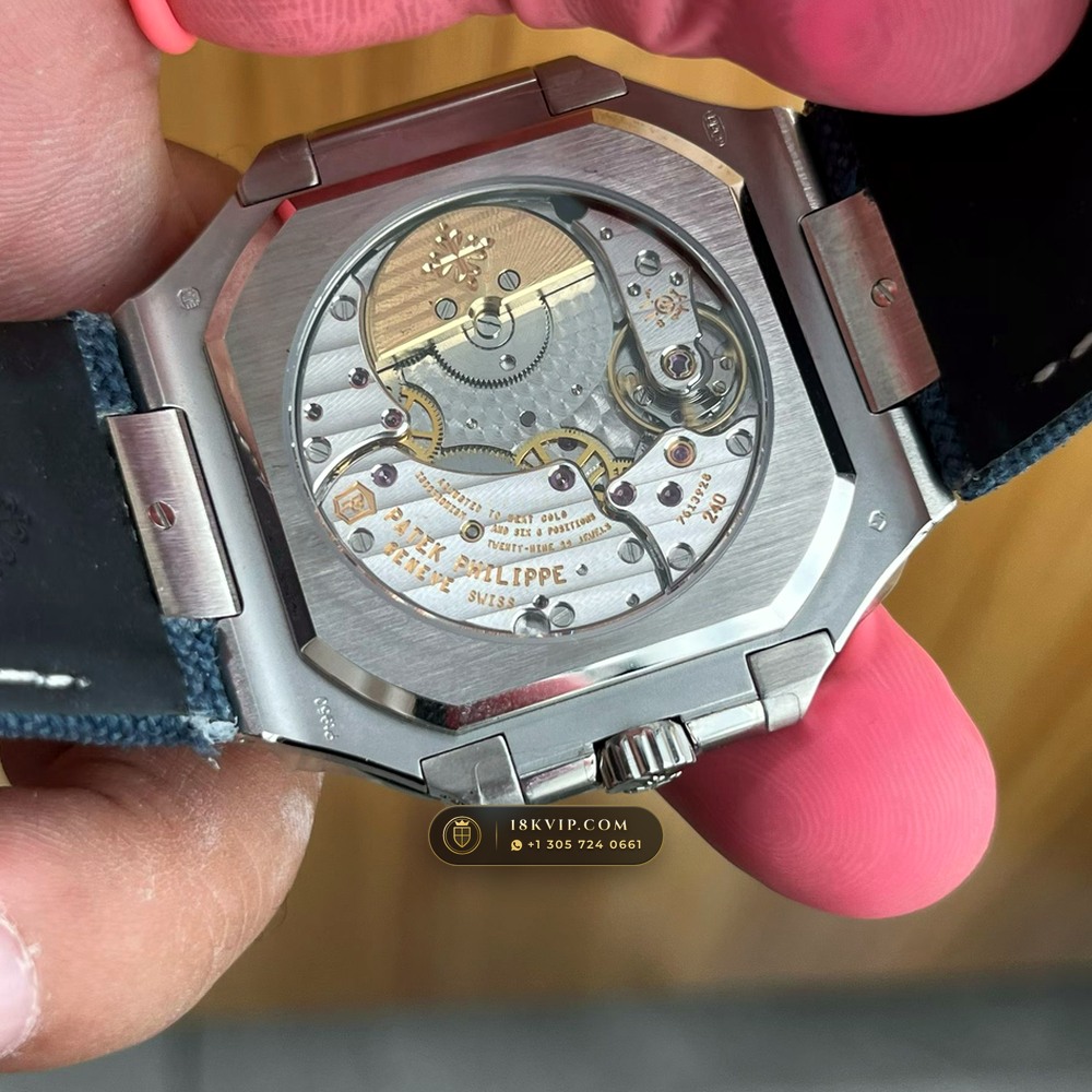 Patek Philippe Cubitus Grand Date Day and Moon Phases 950 Platinum Ref. 5822P-001 — Private Vault Edition — Studio Gallery Plate V in 950 Platinum Pt950 (156.1g Verified Mass, Patek Philippe Cal. 240 PS CI J LU - 22K Gold Micro-Rotor)