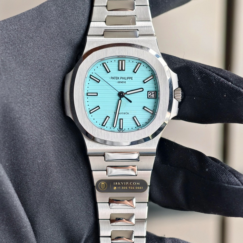 Patek Philippe Nautilus Self-Winding Tiffany Blue Dial Hand-Finished Buff Dial Ref. 5711/1A-018 — Private Vault Edition — Studio Gallery Plate II in 904L Stainless Steel Custom Architecture (115.2g Verified Mass, Patek Philippe Cal. 26-330 S C / Cal. 324 S C - 21K Gold Rotor)
