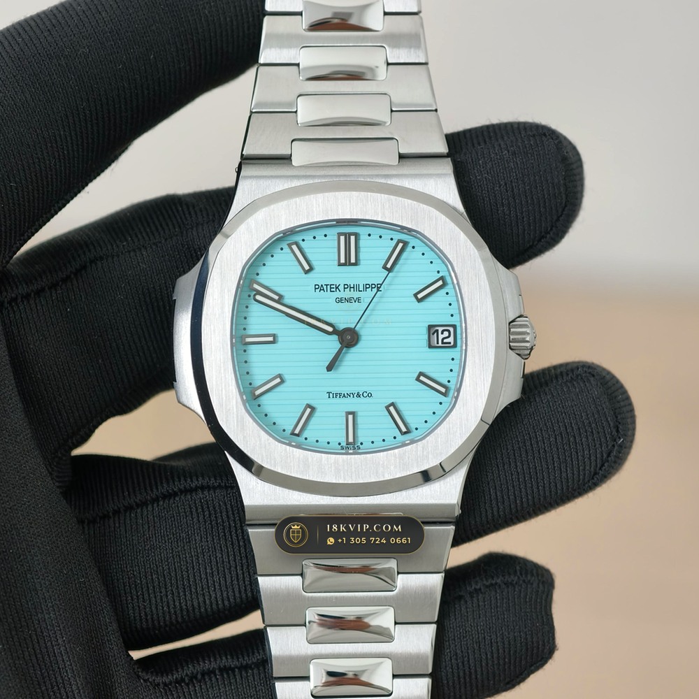 Patek Philippe Nautilus Self-Winding Tiffany Blue Dial Geneva Atelier Spec Ref. 5711/1A-018 — Private Vault Edition — Studio Gallery Plate II in 904L Stainless Steel Custom Architecture (115.2g Verified Mass, Patek Philippe Cal. 26-330 S C / Cal. 324 S C - 21K Gold Rotor)