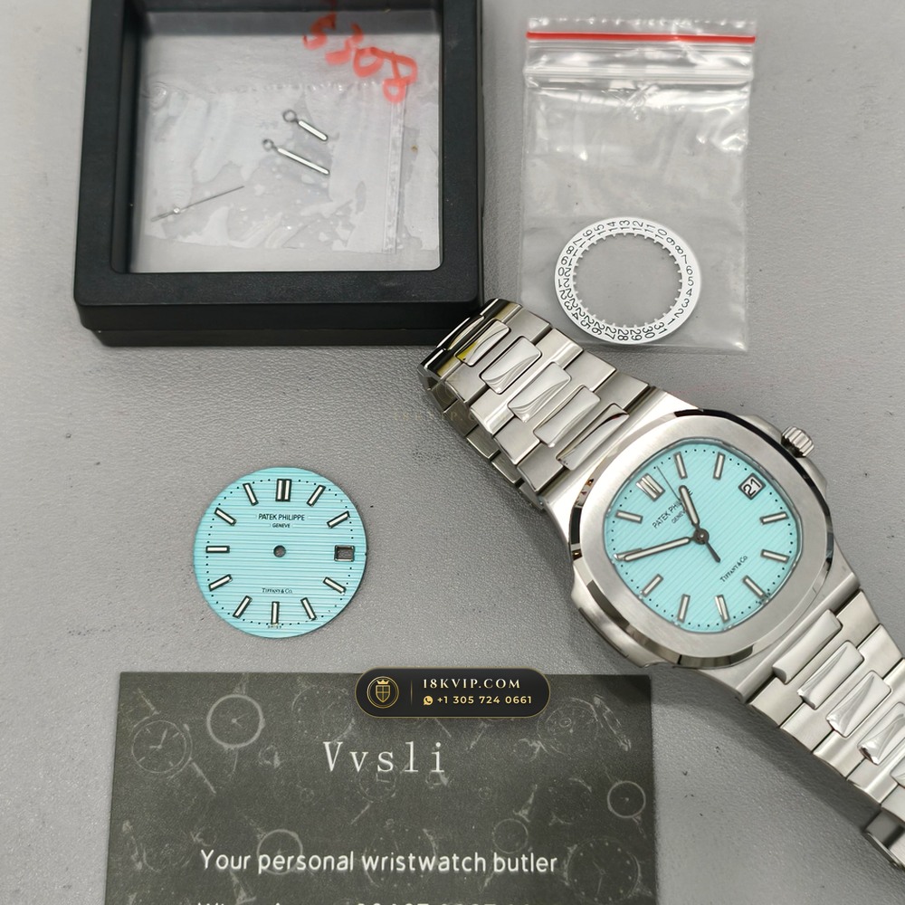 Patek Philippe Nautilus Self-Winding Tiffany Blue Dial Geneva Atelier Spec Ref. 5711/1A-018 — Private Vault Edition — Studio Gallery Plate IX in 904L Stainless Steel Custom Architecture (115.2g Verified Mass, Patek Philippe Cal. 26-330 S C / Cal. 324 S C - 21K Gold Rotor)