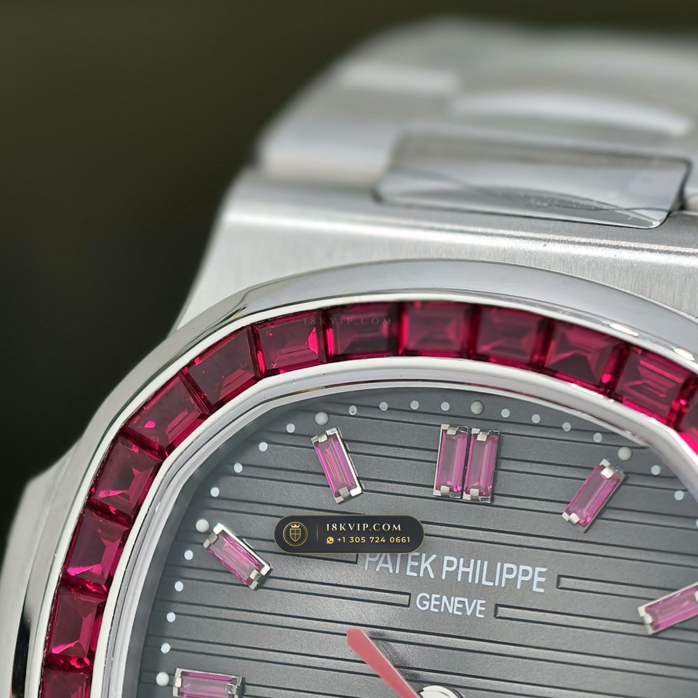 Patek Philippe Nautilus Off-Catalogue Baguette Ruby Bezel 950 Platinum Ref. 5711/112P-001 — Private Vault Edition — Studio Gallery Plate VI in 950 Platinum Pt950 (245.4g Verified Mass, Patek Philippe Cal. 26-330 S C / Cal. 324 S C - 21K Gold Rotor)