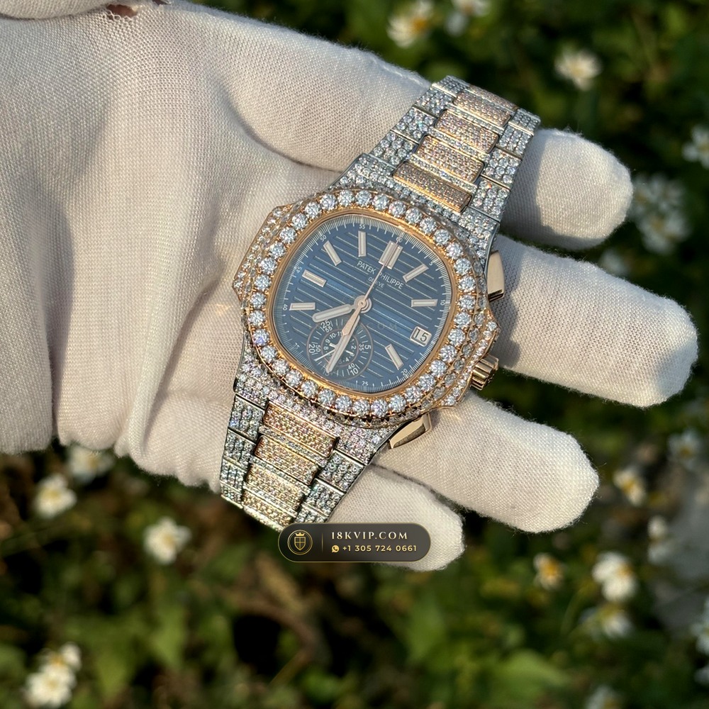 Patek Philippe Nautilus Self-Winding Chronograph 40.5mm Blue Dial Ref. 5980/1A-001 — Private Vault Edition — Studio Gallery Plate III in 904L Stainless Steel Custom Architecture (155.4g Verified Mass, Patek Philippe Cal. CH 28-520 C - 21K Gold Rotor)