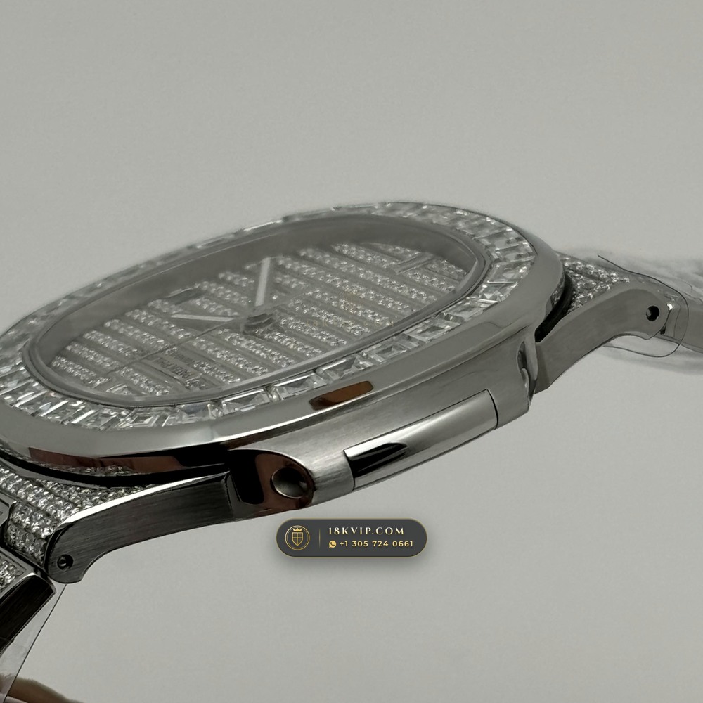 Patek Philippe Nautilus Haute Joaillerie Full Diamond Pave 18K White Gold Ref. 5719/10G-010 — Private Vault Edition — Studio Gallery Plate VIII in 18K White Gold Au750 (186.9g Verified Mass, Patek Philippe Cal. 26-330 S C / Cal. 324 S C - 21K Gold Rotor)