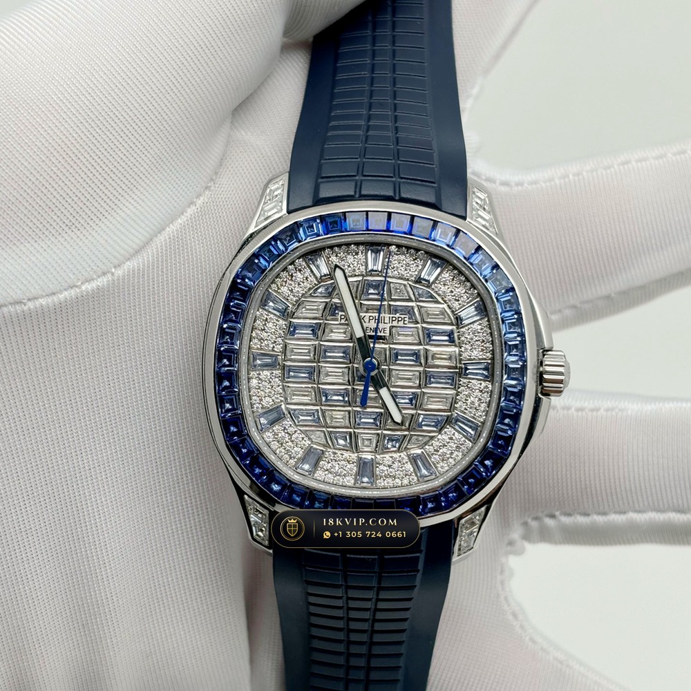 Patek Philippe Aquanaut Luce Haute Joaillerie Baguette Emerald Bezel 18K White Gold Ref. 5268/461G-001 — Private Vault Edition — Studio Gallery Plate II in 18K White Gold Au750 (114.2g Verified Mass, Patek Philippe Cal. 26-330 S C - 21K Gold Rotor)