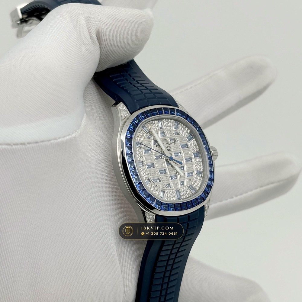Patek Philippe Aquanaut Luce Haute Joaillerie Baguette Emerald Bezel 18K White Gold Ref. 5268/461G-001 — Private Vault Edition — Studio Gallery Plate IV in 18K White Gold Au750 (114.2g Verified Mass, Patek Philippe Cal. 26-330 S C - 21K Gold Rotor)