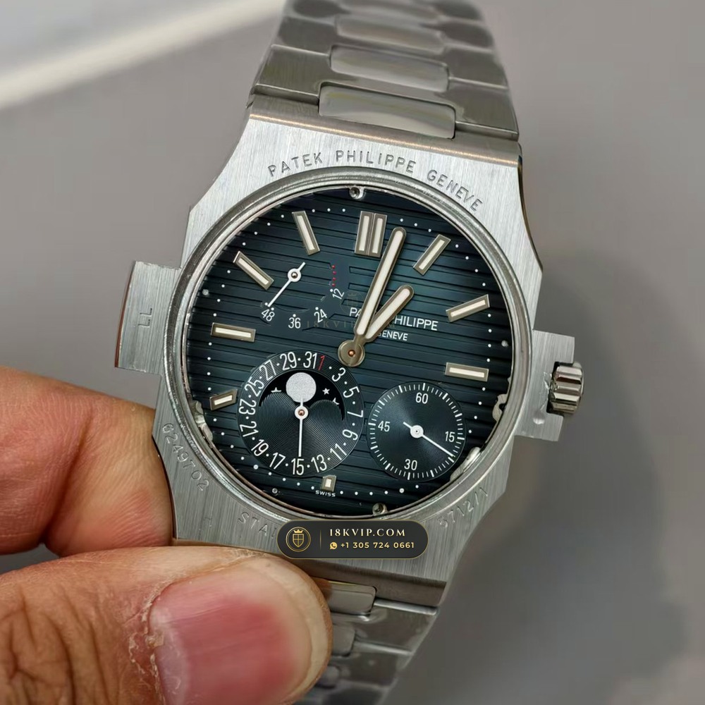 Patek Philippe Nautilus Moonphase & Power Reserve Custom SW Dial Free-Sprung Calibre Ref. 5712A — Private Vault Edition — Studio Gallery Plate II in 904L Stainless Steel Custom Architecture (116.5g Verified Mass, Patek Philippe Cal. 240 PS IRM C LU - 22K Gold Micro-Rotor)