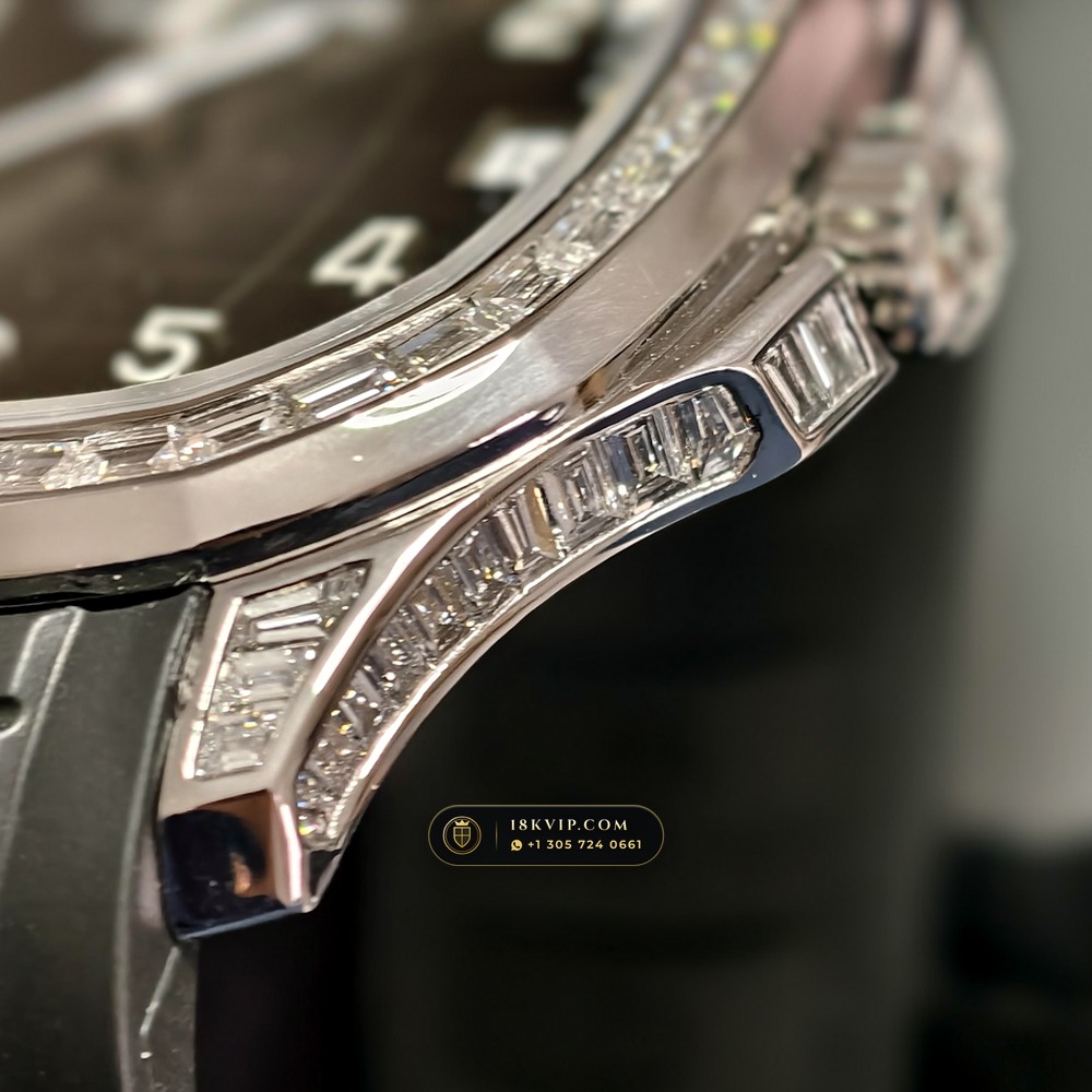 Patek Philippe Aquanaut Haute Joaillerie Baguette Diamond Bezel 18K White Gold Ref. 5167/300G-010 — Private Vault Edition — Studio Gallery Plate VI in 18K White Gold Au750 (108.4g Verified Mass, Patek Philippe Cal. 324 S C - 21K Gold Rotor)