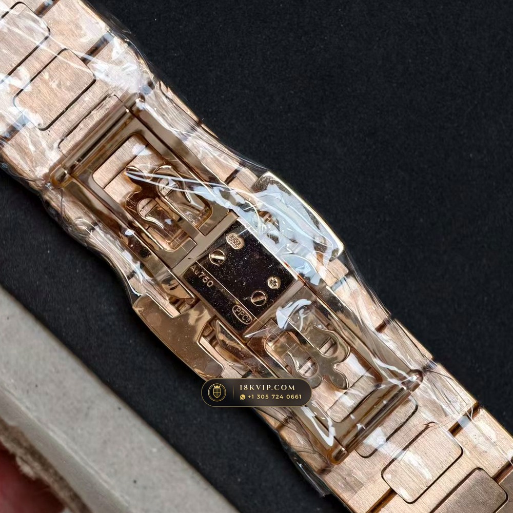 Patek Philippe Nautilus Moonphase & Power Reserve Full Solid 18K Rose Gold Bracelet Ref. 5712/1R-001 — Private Vault Edition — Studio Gallery Plate V in 18K Rose Gold Au750 (185.2g Verified Mass, Patek Philippe Cal. 240 PS IRM C LU - 22K Gold Micro-Rotor)